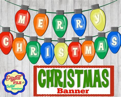 Christmas Lights Banner Merry Christmas Garland Xmas Bulbs | Etsy