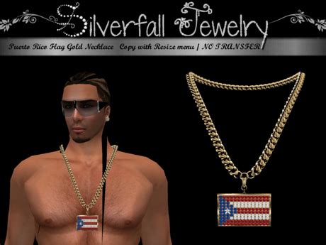 Second Life Marketplace - Puerto Rico Flag Gold Necklace