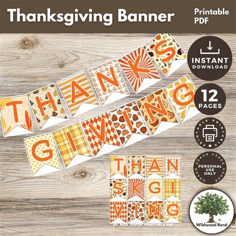 Thanksgiving Banner Printable PDF - Wildwood Bend