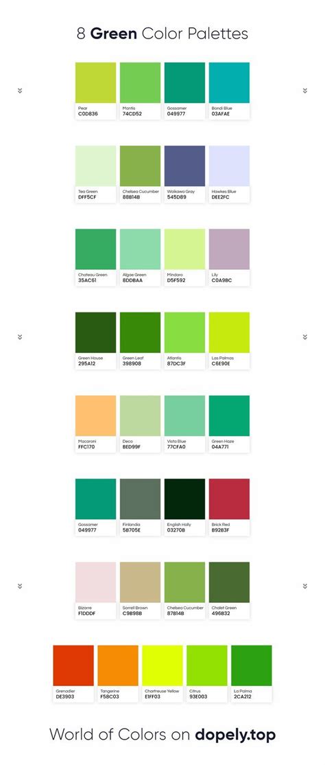 8 Green Color palettes | Color Combination | Green color combinations ...