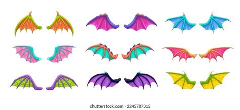 Different Cartoon Fantasy Wings Set Dragon Stock Vector (Royalty Free ...