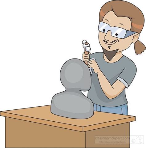 artist working on clay sculpture clipart image - Classroom Clip Art