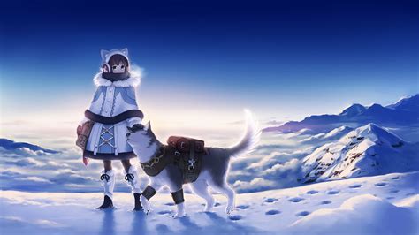 Anime Girl With Dog Wallpaper - PetsWall