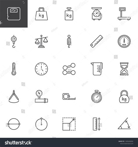 Scale Measurement Line Icons Set Linear Stock Vector (Royalty Free ...