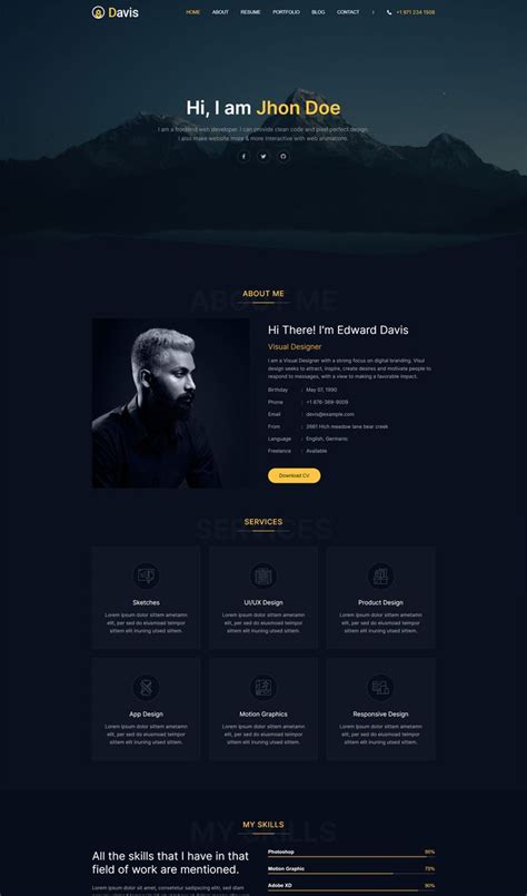 Personal Portfolio HTML Website Template | Portfolio web design ...