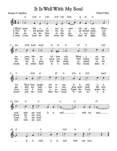 Free Lead Sheet – It Is Well With My Soul - Free Printable Gospel Music ...