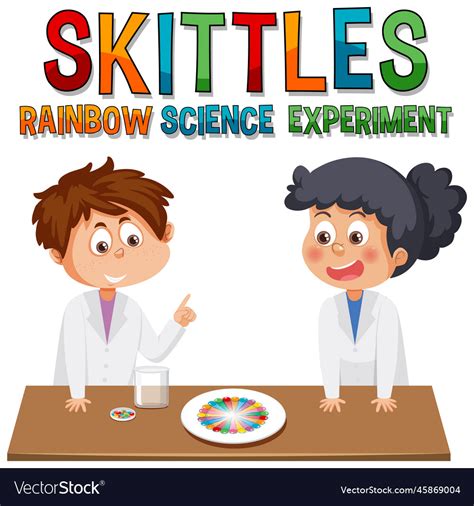 Rainbow skittles science experiment Royalty Free Vector