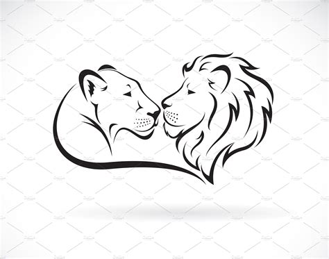 Male lion and female lion design. | Outline Icons ~ Creative Market