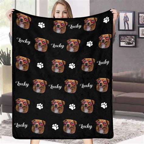 Custom Dog Blankets Personalized Pet Blankets Face Photo Blanket with ...