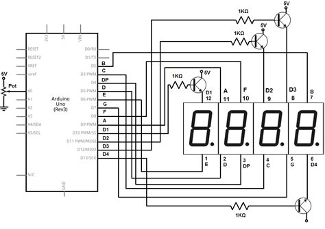 4 Digit 7 Segment Display Circuit Diagram Segment Arduino In