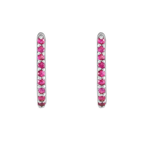 Shop Stylish Ruby 18K White Gold Oval Hoop Earring Online in India