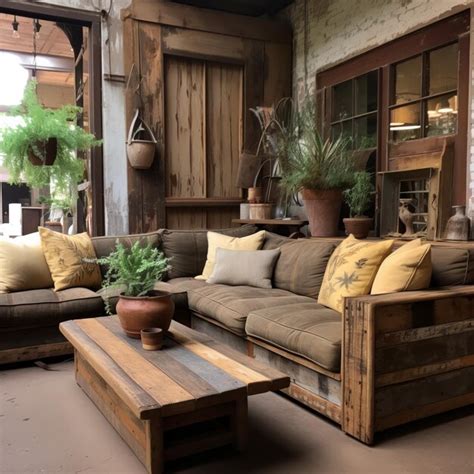 Premium Photo | Rustic Sectional Sofa With Vintage Charm And Natural Patina