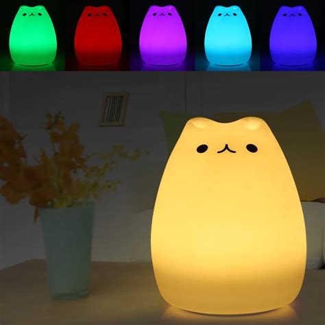 Premium Cat Color Light Changing Silicone Cat Night Lights Bedside Lamp ...