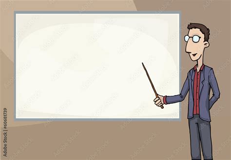 teacher pointing at a blank board Stock Vector | Adobe Stock