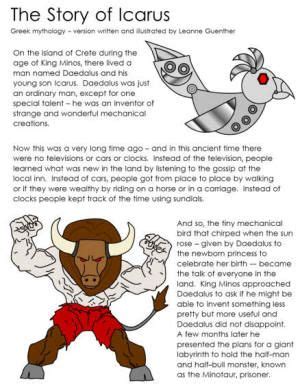 Greek myth - Icarus and Daedalus | Greek myths stories, Greek myths for ...