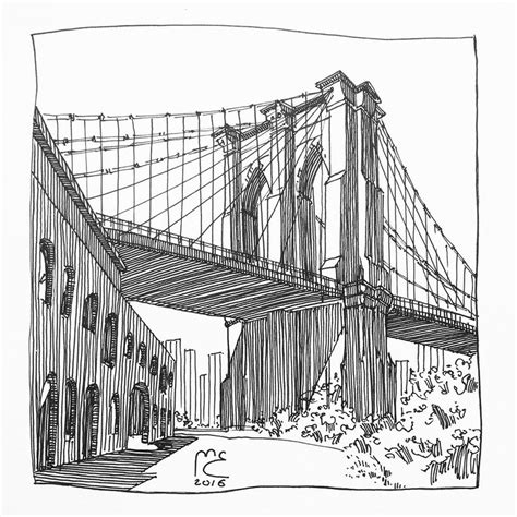 Brooklyn Bridge Line Drawing at PaintingValley.com | Explore collection ...