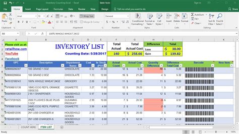 Smart Excel Barcode Inventory Template Tornado Diagram