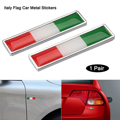 1Pair Car Styling 3D Car Metal Sticker Aluminum Italy National Flag Car ...