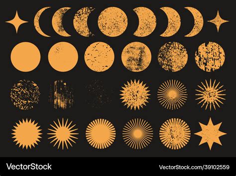 Moon phases sun planet star universe objects Vector Image