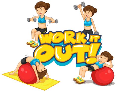 Font design for word work it out with woman doing exercise 1211870 ...