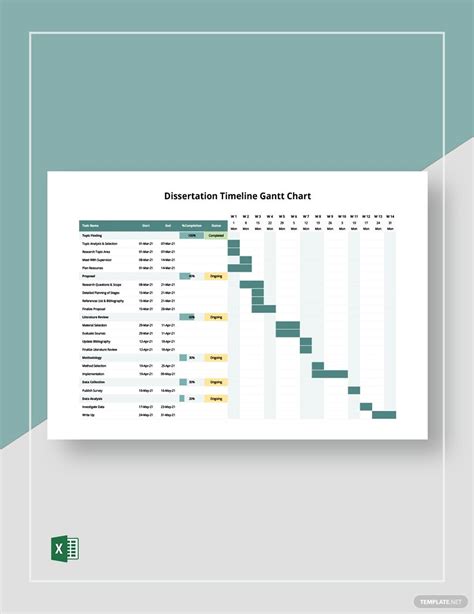 Dissertation Timeline Gantt Chart Template #AD, , #sponsored, #Timeline ...