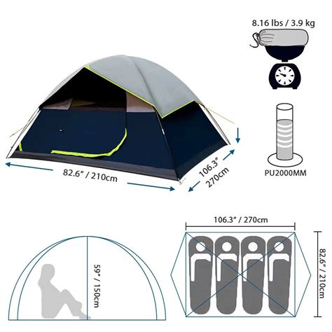 4 Person Black Coated Darkroom Tent For Camping Family Backpacking Tents