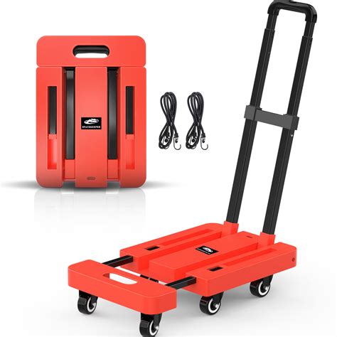 SPACEKEEPER Folding Hand Truck, 500 LB Heavy Duty Luggage Cart, Utility ...