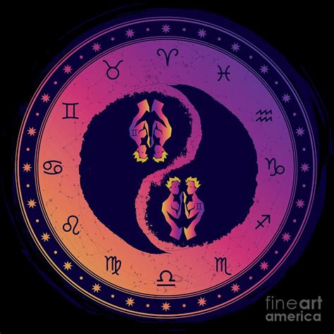 Gemini Third Zodiac Sign Yin Yang Digital Art by Karlynne Metzger