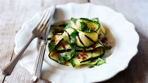 Chargrilled courgette with basil, mint, chilli and lemon recipe - BBC Food