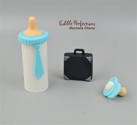 Boss Baby Bottle ,pacifier and Briefcase Cake Toppers Set, Fondant Boss ...