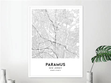 Paramus Map Print, Paramus Map Poster Wall Art, Nj City Map, New Jersey ...