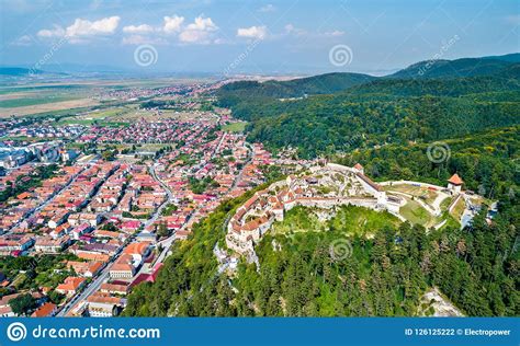 Aerial View of Rasnov Fortress in Romania Stock Photo - Image of drone ...