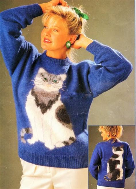 Cat Lovers Sweater Knitting Pattern PDF Instant Download, Womens ...