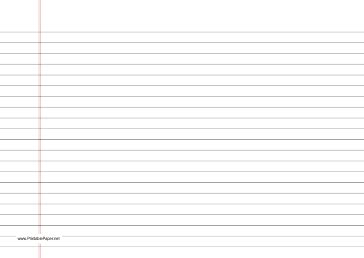 Printable Lined Paper wide-ruled on A4-sized paper in landscape orientation