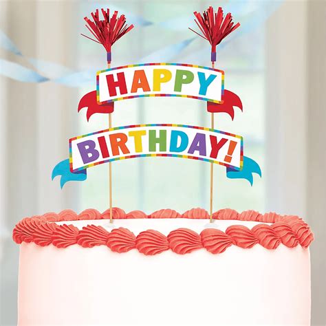 Happy Birthday Printable Cake Topper Multicolor Happy Birthday Banner ...