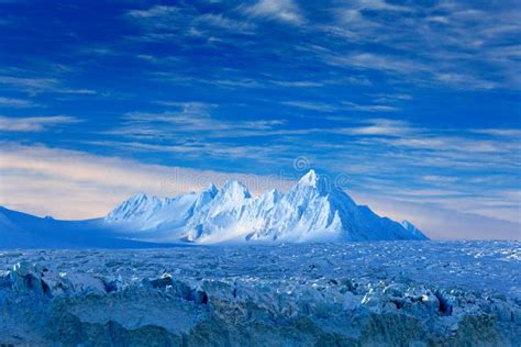 Land of Ice. Travelling in Arctic Norway. White Snowy Mountain, Blue ...