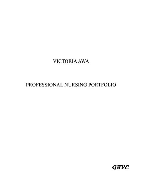 Professional Nursing Portfolio by Vicky Blessed - Issuu