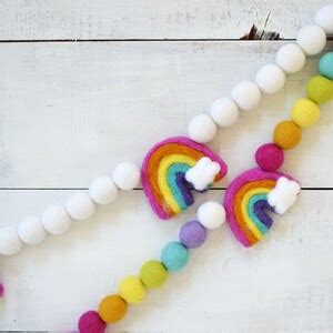 Rainbow Felt Garland Felt Ball Garland, Girls Room Decor, Nursery Felt ...