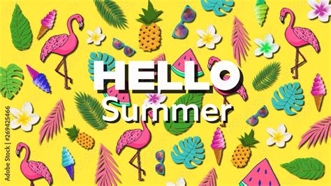 Hello Summer Backgrounds Stock Template | Adobe Stock