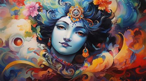 Premium Photo | God krishna face painting generative AI