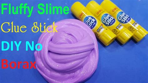 How To Make Fluffy Slime With Glue Stick DIY No Borax, Baking Soda ...