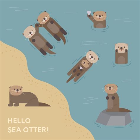 Cute sea otter character. 577337 Vector Art at Vecteezy