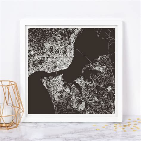 LISBON CITY MAP Fine Art Map Poster Modern Lisbon Portugal - Etsy