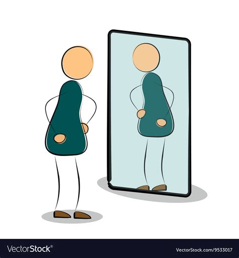 Man see his reflection in the mirror Royalty Free Vector