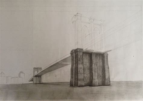 Brooklyn Bridge - pencil drawing - Dreams of an Architect