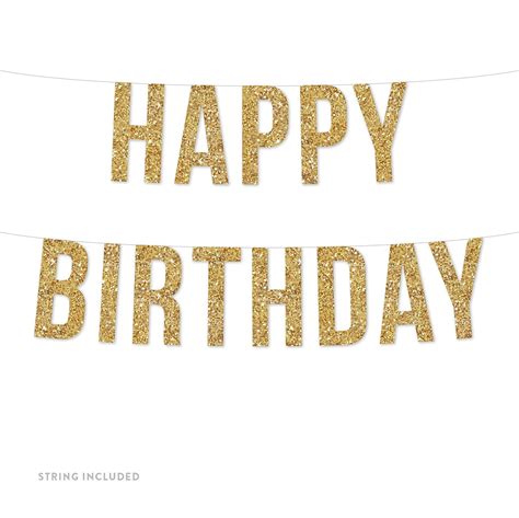 Gold Happy Birthday Banner (Includes String, No Assembly Required ...