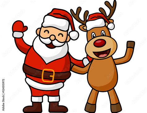 Cartoon santa claus and deer Stock Vector | Adobe Stock