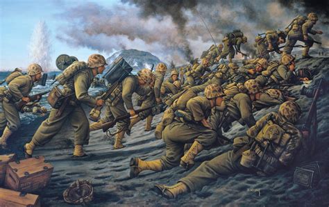 Iwo Jima US Marines Military Artwork World War Ii Soldier War Wallpaper ...