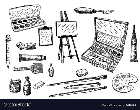 Ink hand drawn painting tools Royalty Free Vector Image