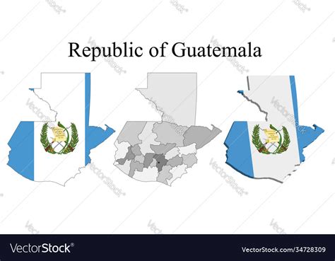 Flag guatemala on map and with regional Royalty Free Vector